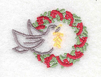 Embroidery Design: Christmas wreath with dove<br> 1.50w X 1.19h