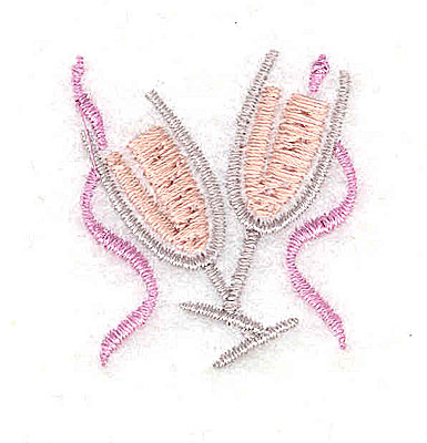 Embroidery Design: Champagne glasses<br> 1.25w X 1.44h