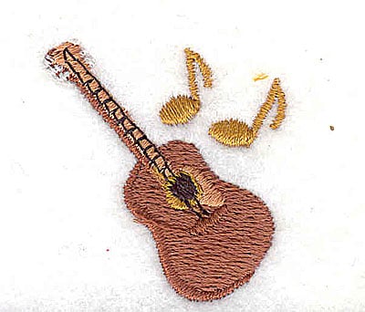 Embroidery Design: Guitar with musical notes<br> 1.31w X 1.38h
