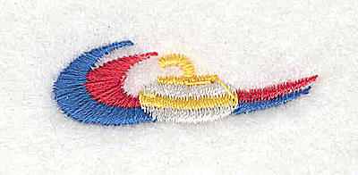 Embroidery Design: Sylized curling stone<br> 1.50w X 0.50h