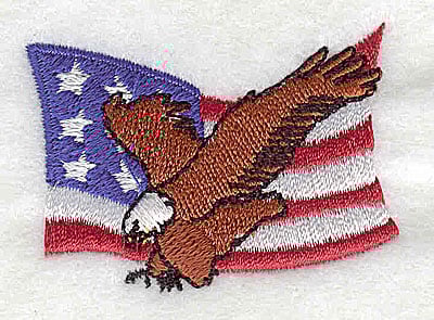 Embroidery Design: U.S. flag with eagle<br> 2.00w X 1.44h