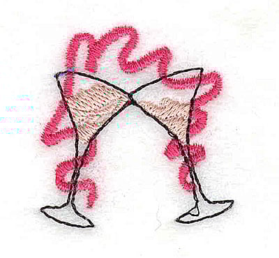 Embroidery Design: Champagne glasses<br> 1.25w X 1.31h | Embroidery Legacy Embroidery Design: Champagne glasses<br> 1.25w X 1.31h