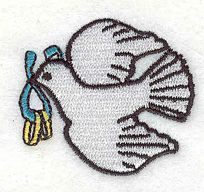 Embroidery Design: Dove with wedding rings<br> 1.63w X 1.50h