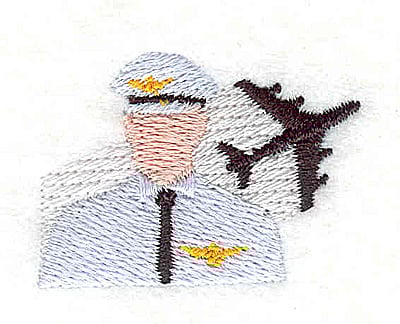 Embroidery Design: Pilot with airplane<br> 1.50w X 1.06h