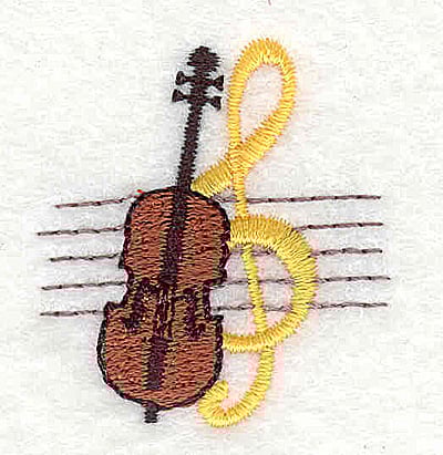 Embroidery Design: Violin with treble clef<br> 1.38w X 1.50h
