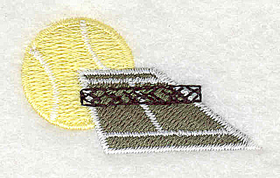Embroidery Design: Tennis court with ball<br> 1.75w X 1.00h