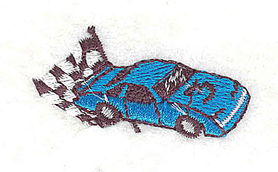 Embroidery Design: Racing car with flag<br> 1.69w X 0.94h