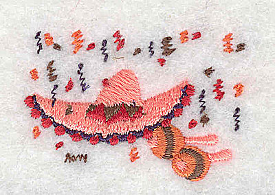 Embroidery Design: Mexican sombrero and maracas<br> 1.69w X 1.13h
