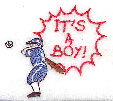 Embroidery Design: It's a Boy baseball player<br> 2.63w X 2.38h