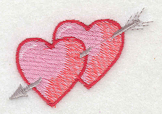 Embroidery Design: Two hearts with arrow<br> 2.38w X 1.56h | Embroidery Legacy Embroidery Design: Two hearts with arrow<br> 2.38w X 1.56h