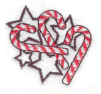 Embroidery Design: Candy canes with stars<br> 1.56w X 1.44h