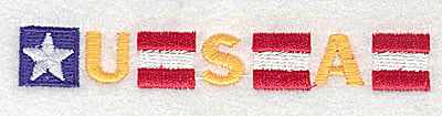 Embroidery Design: USA<br> 4.19w X 0.63h
