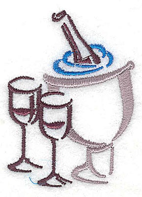 Embroidery Design: Champagne bucket and glasses<br> 1.81w X 2.44h