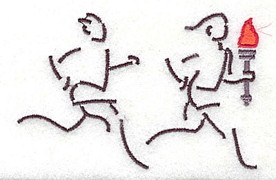 Embroidery Design: Runners with torch<br> 3.44w X 2.25h