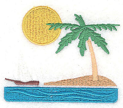 Embroidery Design: Island beach scene<br> 2.94w X 2.44h