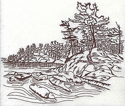 Embroidery Design: Cottage scene<br> 8.44w X 7.00h