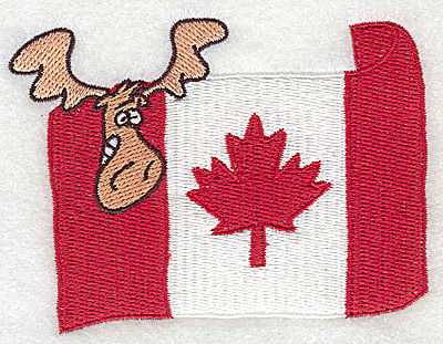 Embroidery Design: Canada flag with moose<br> 4.00w X 3.00h