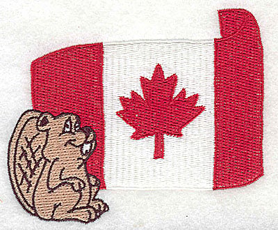 Embroidery Design: Canada flag with beaver<br> 4.00w X 3.38h