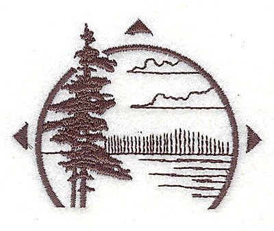 Embroidery Design: Forest scene with compas points<br>2.69w X 2.06h