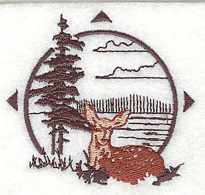Embroidery Design: Forest scene with deer<br> 2.69w X 2.50h