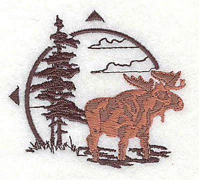 Embroidery Design: Forest scene with moose<br> 2.75w X 2.44h
