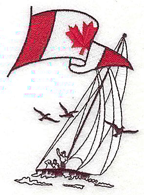 Embroidery Design: Sailboat with Canadian flag<br> 2.88w X 3.88h | Embroidery Legacy Embroidery Design: Sailboat with Canadian flag<br> 2.88w X 3.88h
