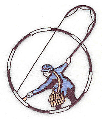 Embroidery Design: Fly fisherman colored<br> 2.19w X 2.75h