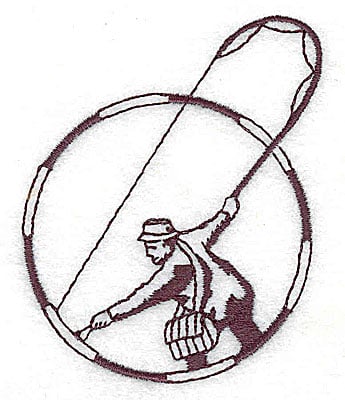 Embroidery Design: Fly fisherman single color<br> 2.19w X 2.75h