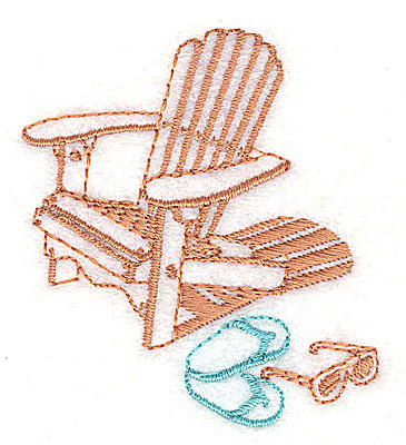 Embroidery Design: Adirondack chair with flip flops <br> 2.13w X 2.44h