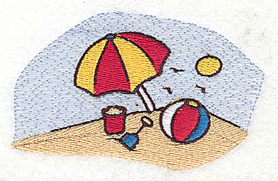 Embroidery Design: Beach scene<br> 3.56w X 2.13h