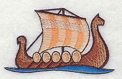 Embroidery Design: Viking Ship<br> 2.94w X 1.75h | Embroidery Legacy Embroidery Design: Viking Ship<br> 2.94w X 1.75h