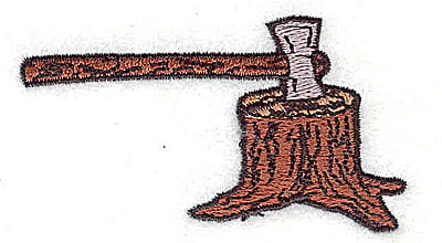 Embroidery Design: Axe in stump<br> 2.75w X 1.56h