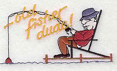 Embroidery Design: Old fisher dude<br> 4.06w X 2.13h
