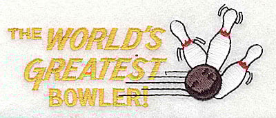 Embroidery Design: The World's Greatest Bowler<br> 4.50w X 1.81h | Embroidery Legacy Embroidery Design: The World's Greatest Bowler<br> 4.50w X 1.81h