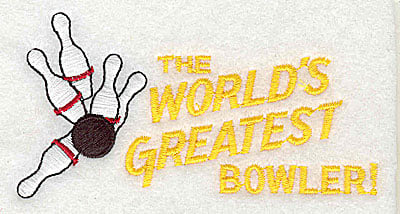 Embroidery Design: The World's Greatest Bowler<br> 4.06w X 2.06h