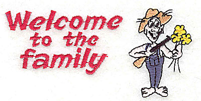 Embroidery Design: Welcome to the Family<br> 4.00w X 1.88h