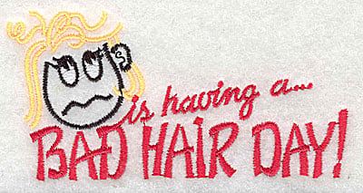 Embroidery Design: Bad Hair Day (female)<br> 4.44w X 2.25h