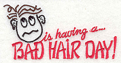 Embroidery Design: Bad Hair Day (male)<br> 4.44w X 2.19h