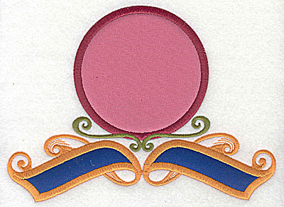Embroidery Design: Circular applique with banner appliques<br> 7.81w X 5.75h