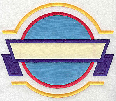 Embroidery Design: Circle applique with banner applique<br> 7.81w X 6.62h