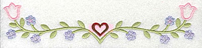 Embroidery Design: Heart and flowers<br> 8.00w X 2.75h | Embroidery Legacy Embroidery Design: Heart and flowers<br> 8.00w X 2.75h