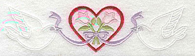 Embroidery Design: Flowers in heart<br> 6.62w X 1.69h | Embroidery Legacy Embroidery Design: Flowers in heart<br> 6.62w X 1.69h