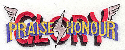 Embroidery Design: Glory Praise Honor<br> 4.62w X 1.75h