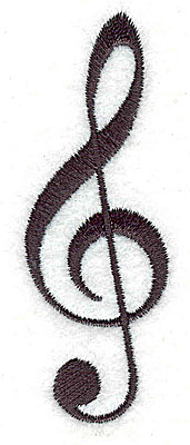 Embroidery Design: Treble Clef<br> 1.00w X 2.94h