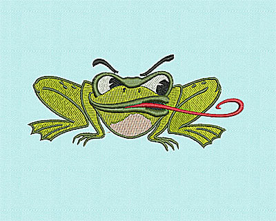 Embroidery Design: Frog with Tongue<br> 5.31w X 2.38h