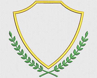 Embroidery Design: Shield with Laurels<br> 7.56w X 7.19h