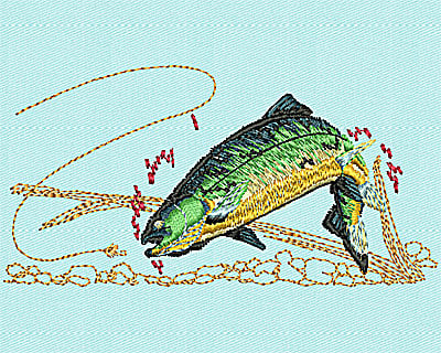 Embroidery Design: Fish in pond<br> 2.13w X 4.18h