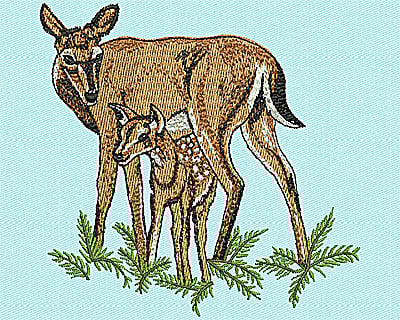 Embroidery Design: Doe and Calf<br> 3.75w X 3.69h