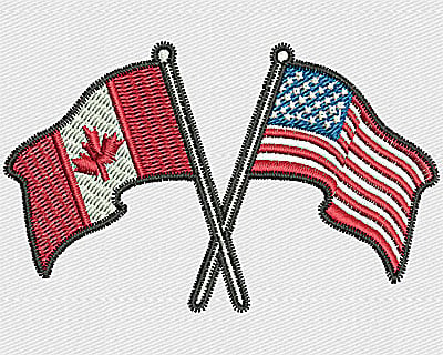 Embroidery Design: US Canadian Flags<br> 2.94w X 1.81h