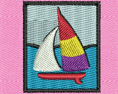 Embroidery Design: Sailboat Scene Picture<br> 1.13w X 1.38h